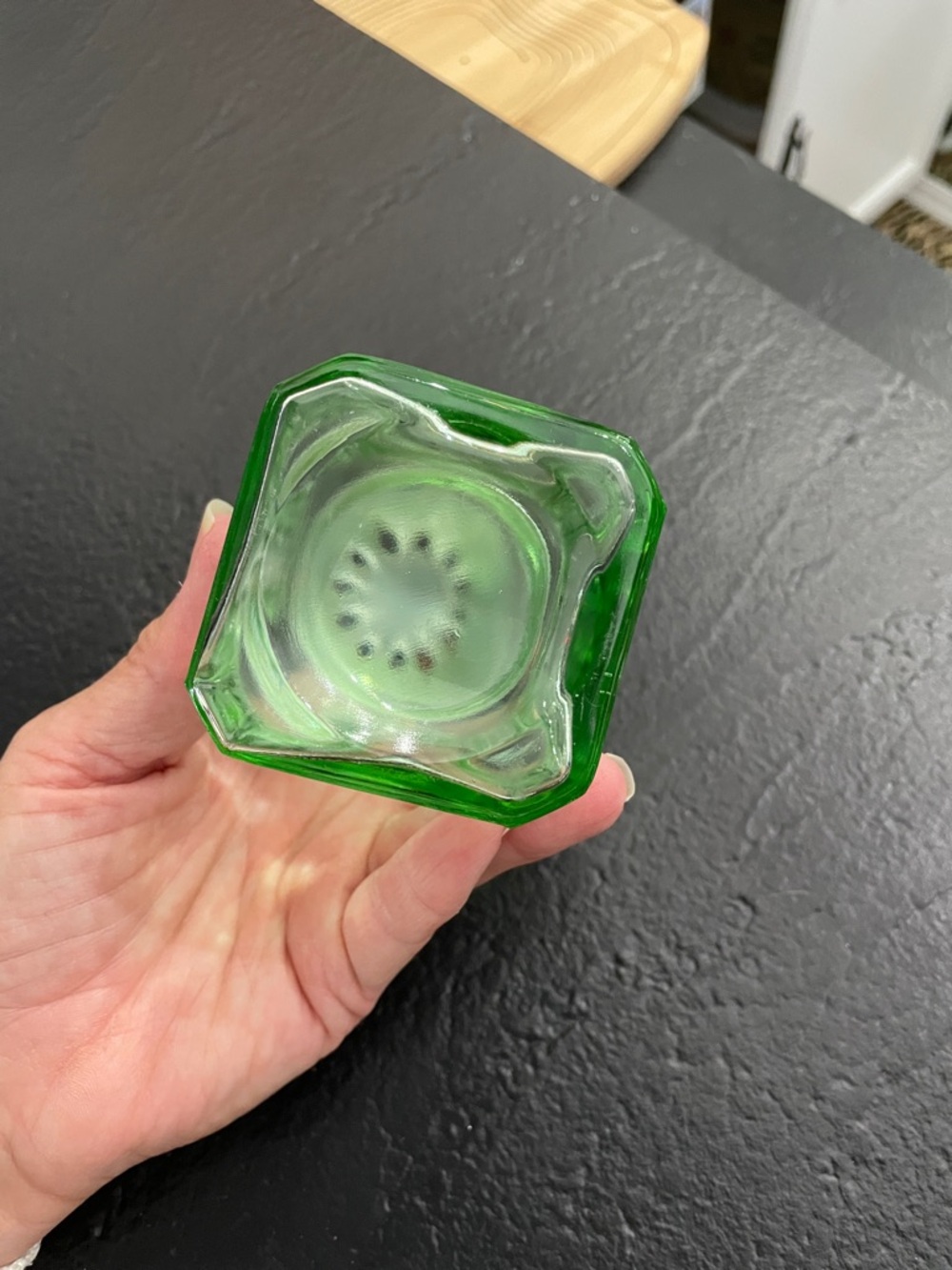 Green Glass Pepper Shaker Jar with Silver Lid - Picture 3 of 7